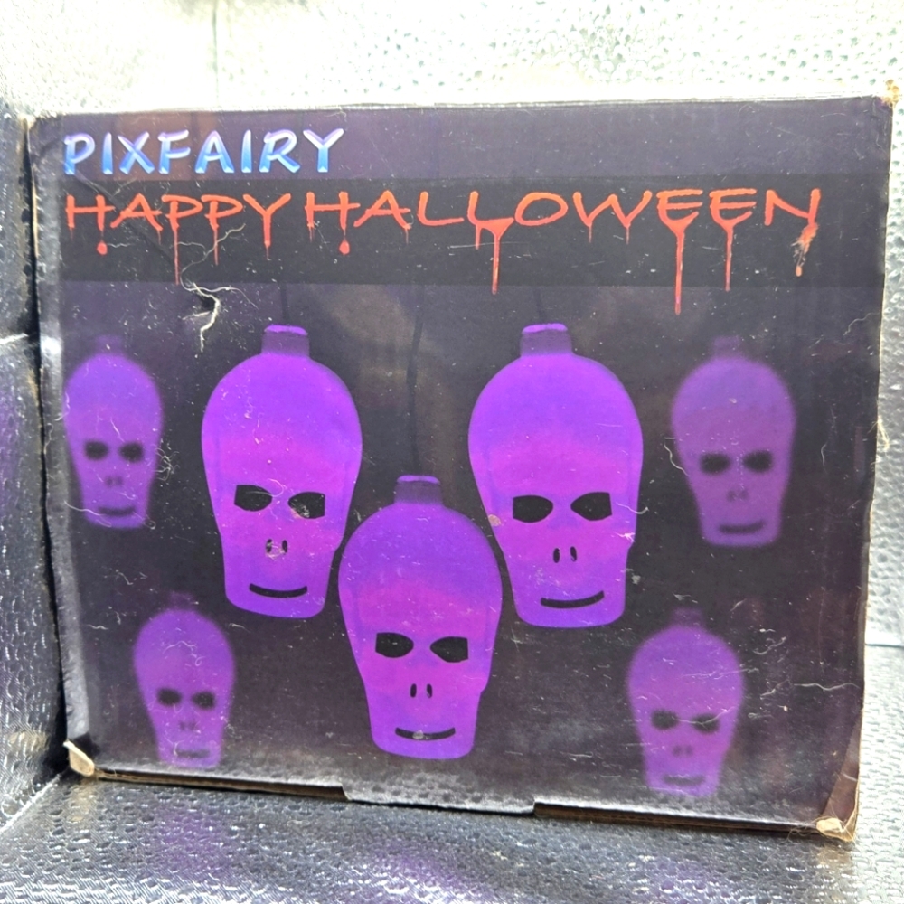Purple Skull Halloween Party Lights Pixfairy NIB